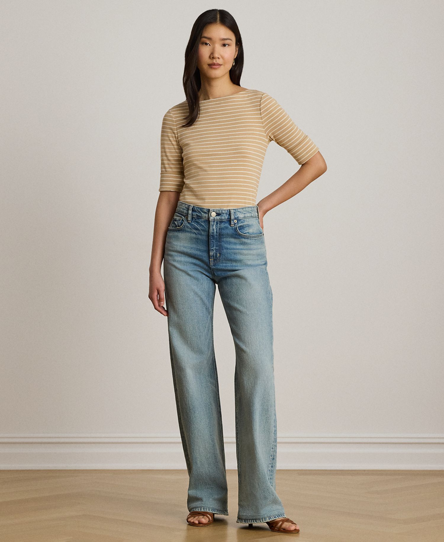 Petite Striped Boat Neck T-Shirt
