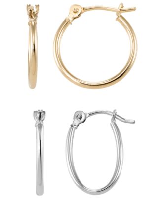 2-Piece Round & Oval Hoop Earrings Set in 10k Two-Tone Gold
