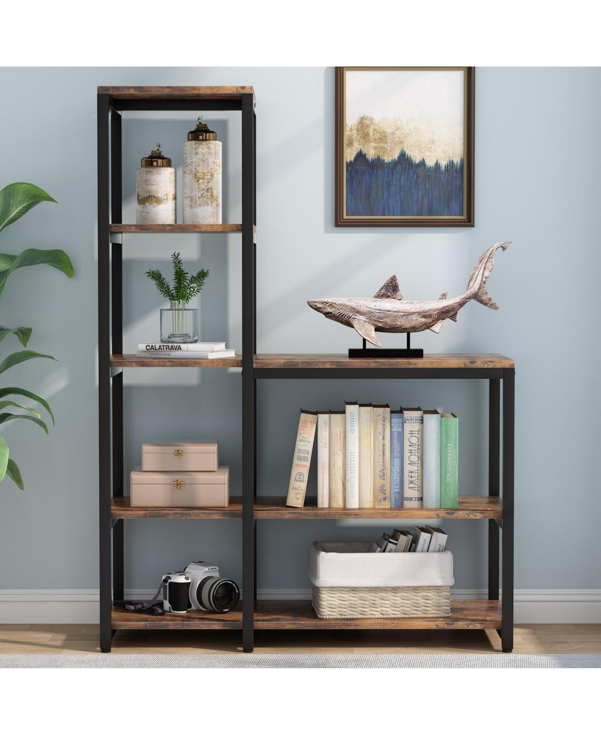 Slickblue Ladder Style 5 Shelf Bookshelf for Storage and Display Use