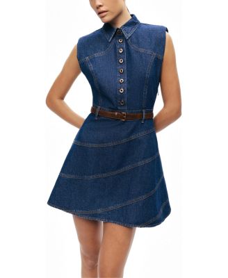 Women's Belted Denim Mini Dress