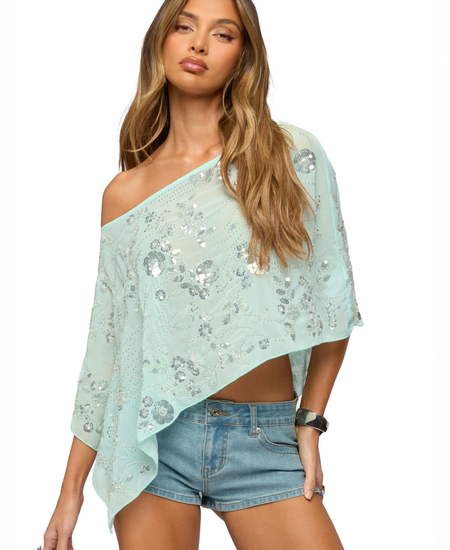 Women's Triana Bead and Sequin Chiffon Poncho
