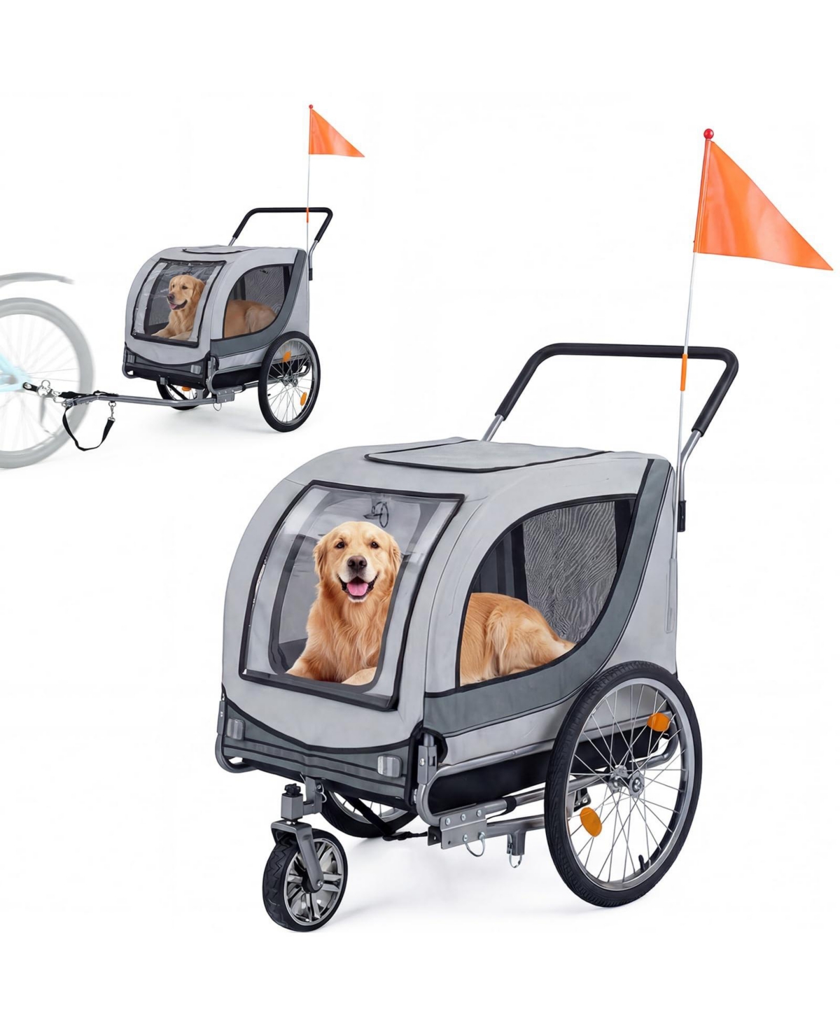Cozito 2-in-1 Dog Bike Trailer with Universal Bicycle Coupler