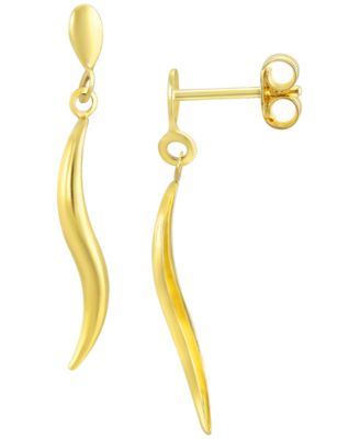 Polished Twist Dangle Earrings in 10k Yellow Gold