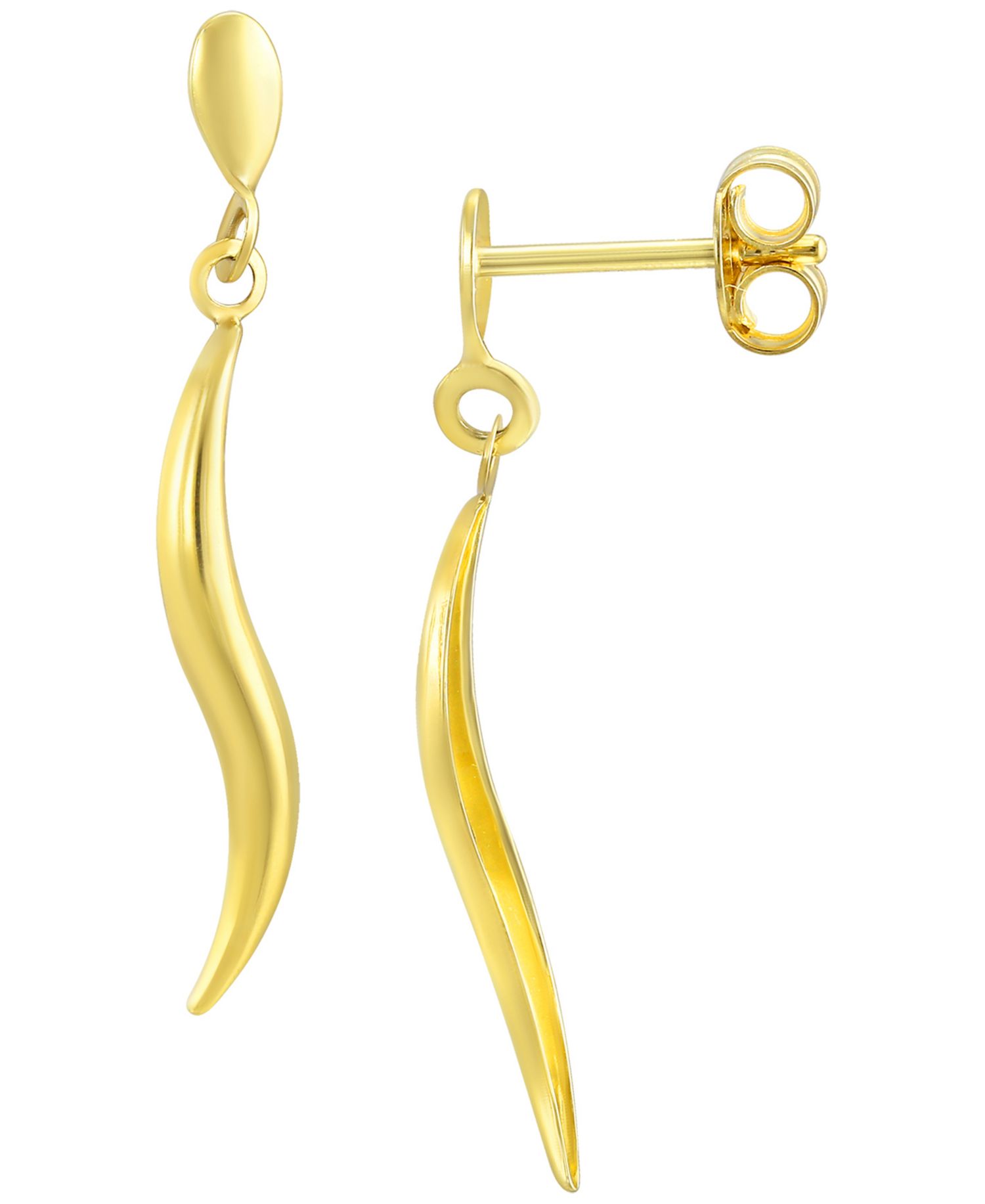 Polished Twist Dangle Earrings in 10k Yellow Gold