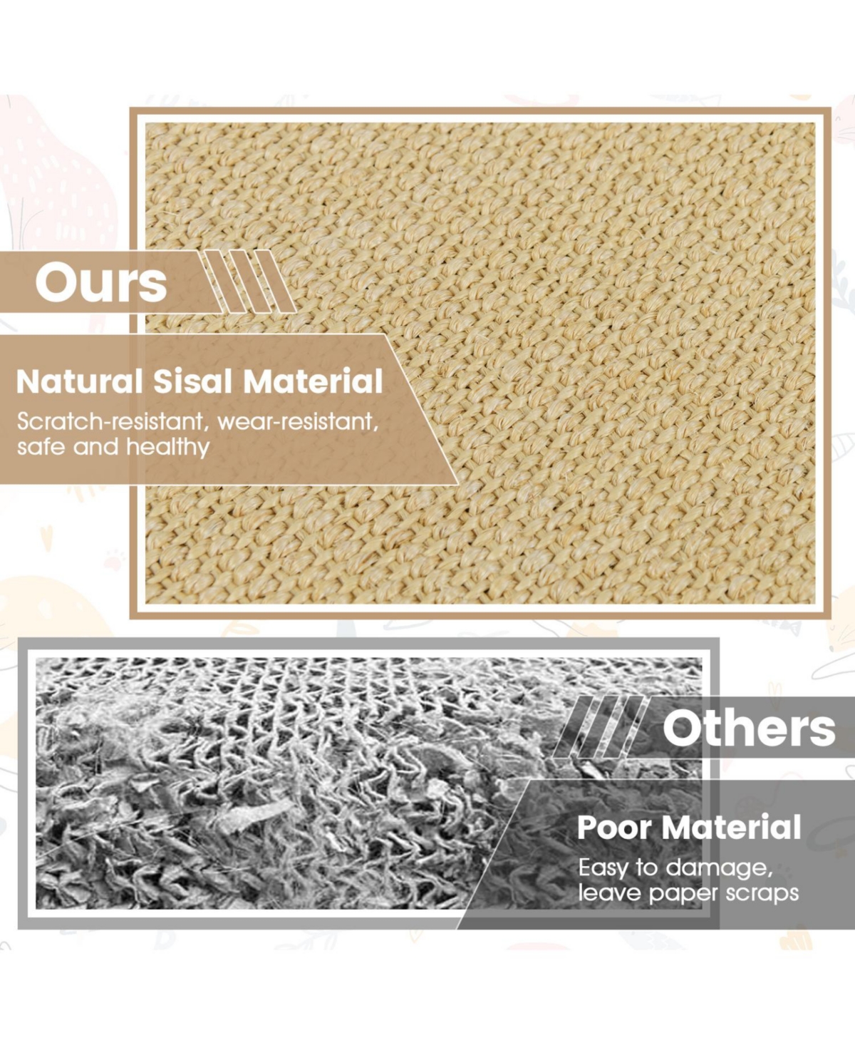 Cozito 24 x 16 in 6 Piece Cat Scratcher Mat Set with Sisal Pads
