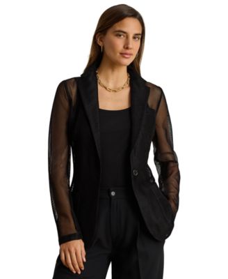 Petite Mesh Single-Button Blazer