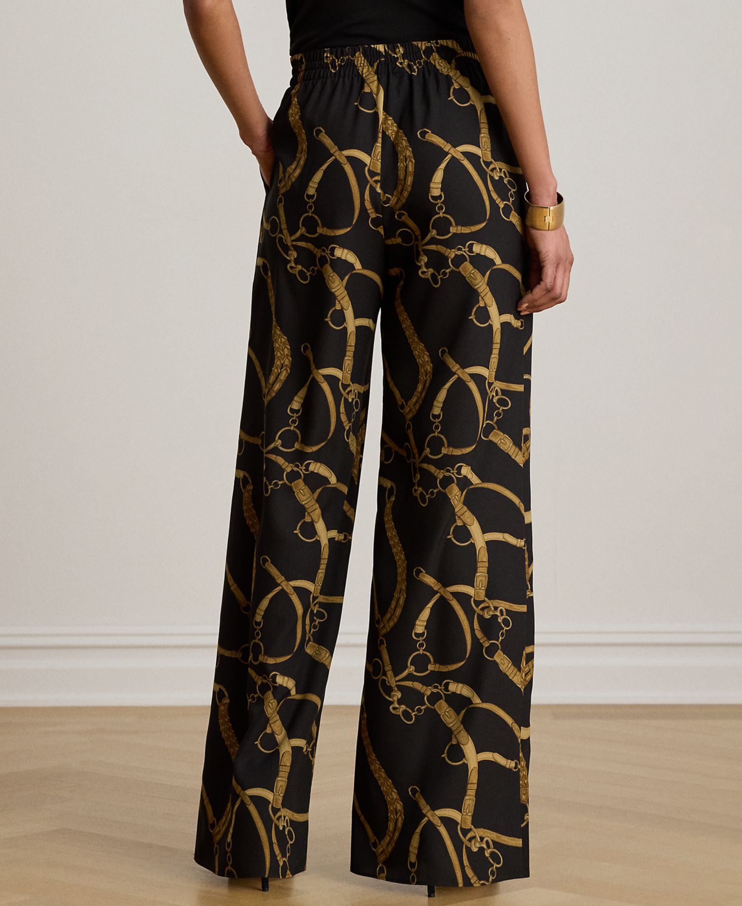 Women's Belting-Print Wide-Leg Pants