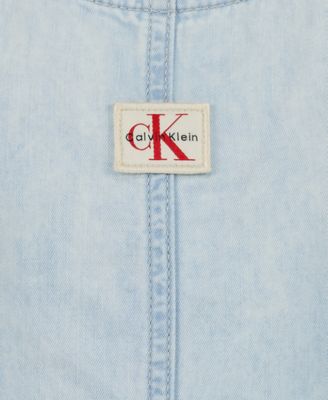 calvin klein denim dress macys Cavin Klein Girls' 7-16 Seamed Zip Front Denim Dress