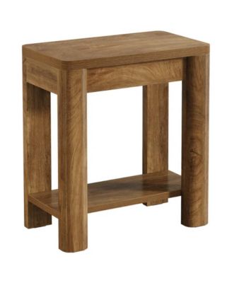Rustic Wood End Table with Storage for Living Room and Bedroom