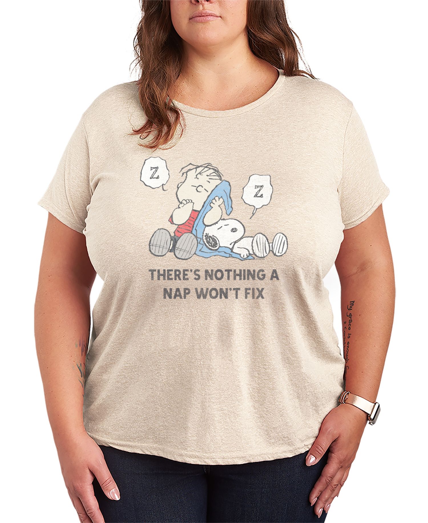 Plus Size Peanuts Linus Snoopy Nap Graphic T-Shirt
