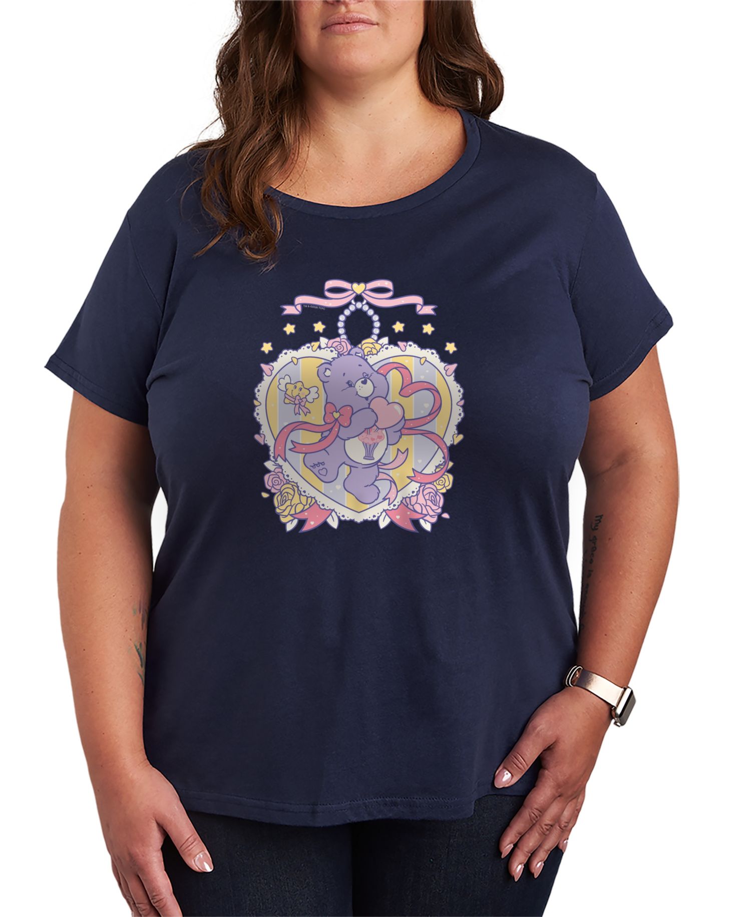 Plus Size Care Bears Coquette Necklace Graphic T-Shirt