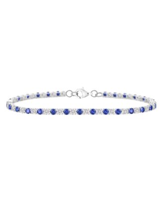 Lab-Grown Blue Sapphire (3-1/6 ct. t.w.) and Lab-Grown White Sapphire (3-1/6 ct. t.w.) Bracelet in Sterling Silver (Also Available in Multi-Stone)
