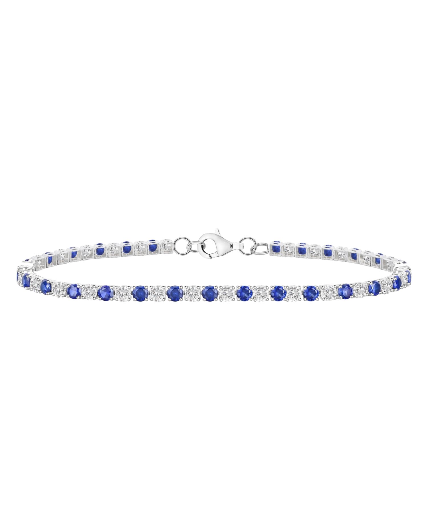 Lab-Grown Blue Sapphire (3-1/6 ct. t.w.) and Lab-Grown White Sapphire (3-1/6 ct. t.w.) Bracelet in Sterling Silver (Also Available in Multi-Stone)