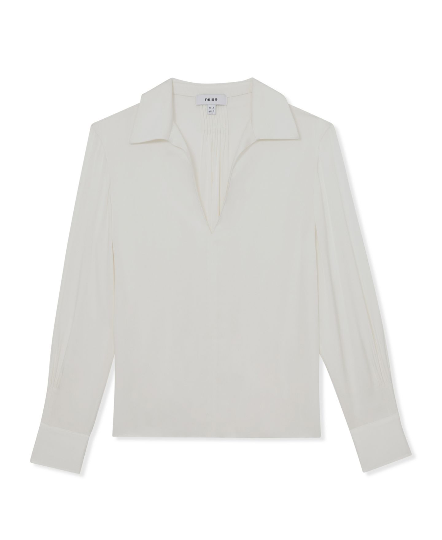 Женская рубашка REISS Silk-Blend Open-Collar, цвет: Слоновая кость — фото 5