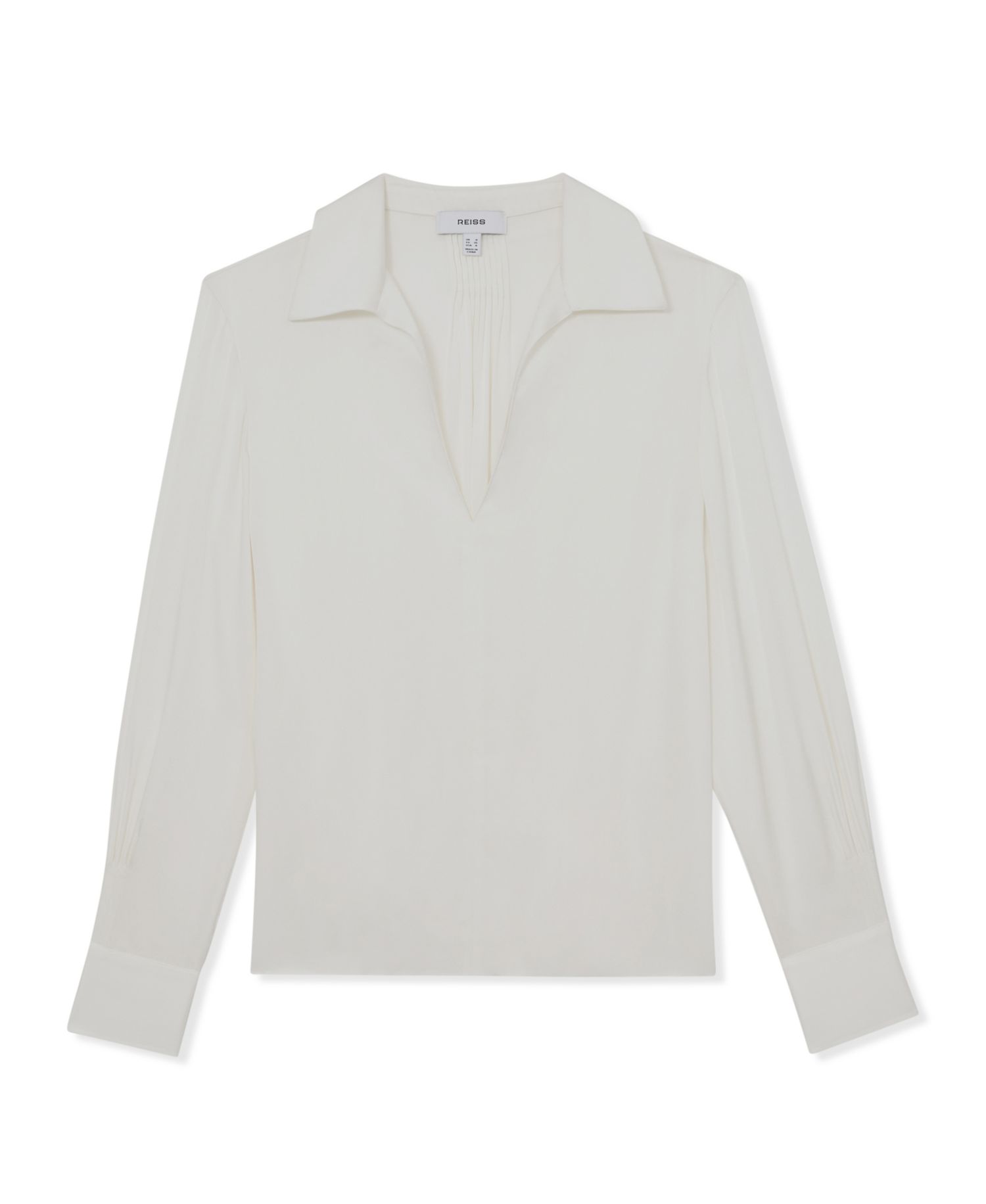 Women's Silk-Blend Open-Collar Shirt