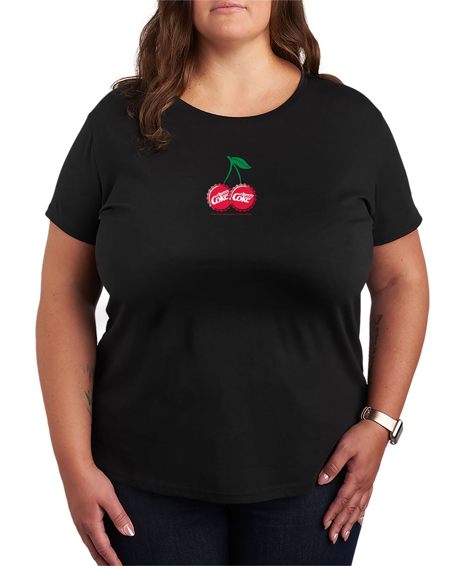 Plus Size Cherry Coke Bottle Cap Cherries Graphic T-Shirt