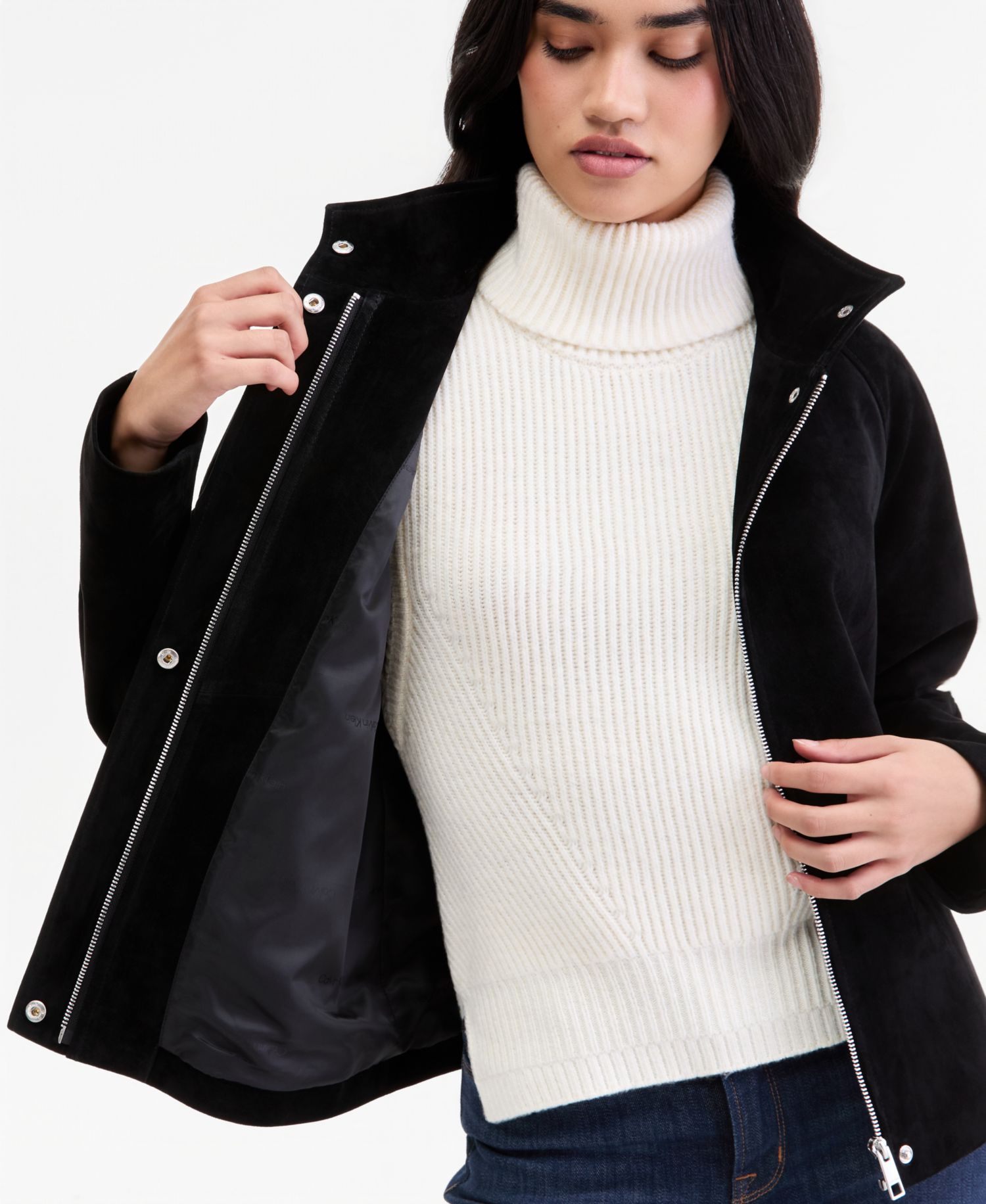 Women's Suede Zip-Up Jacket, Created for Macy's