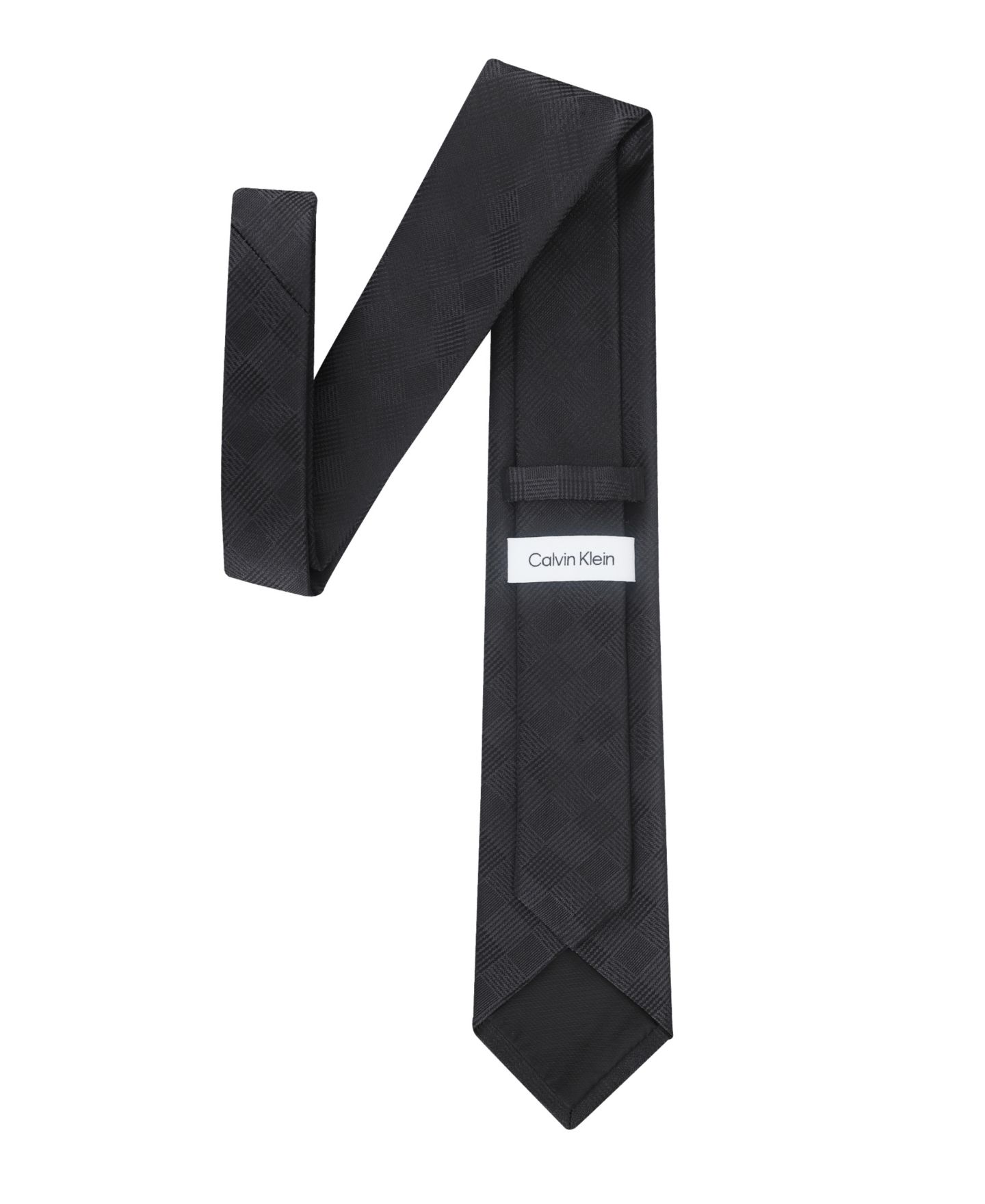 Мужской галстук Calvin Klein Lousie Grid Classic Tie, цвет: Чёрный — фото 2