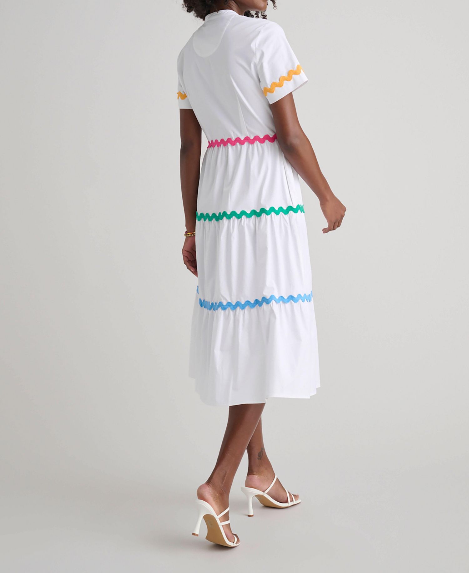 Women's Stretch Cotton Ric Rac Tiered Justine Dress
