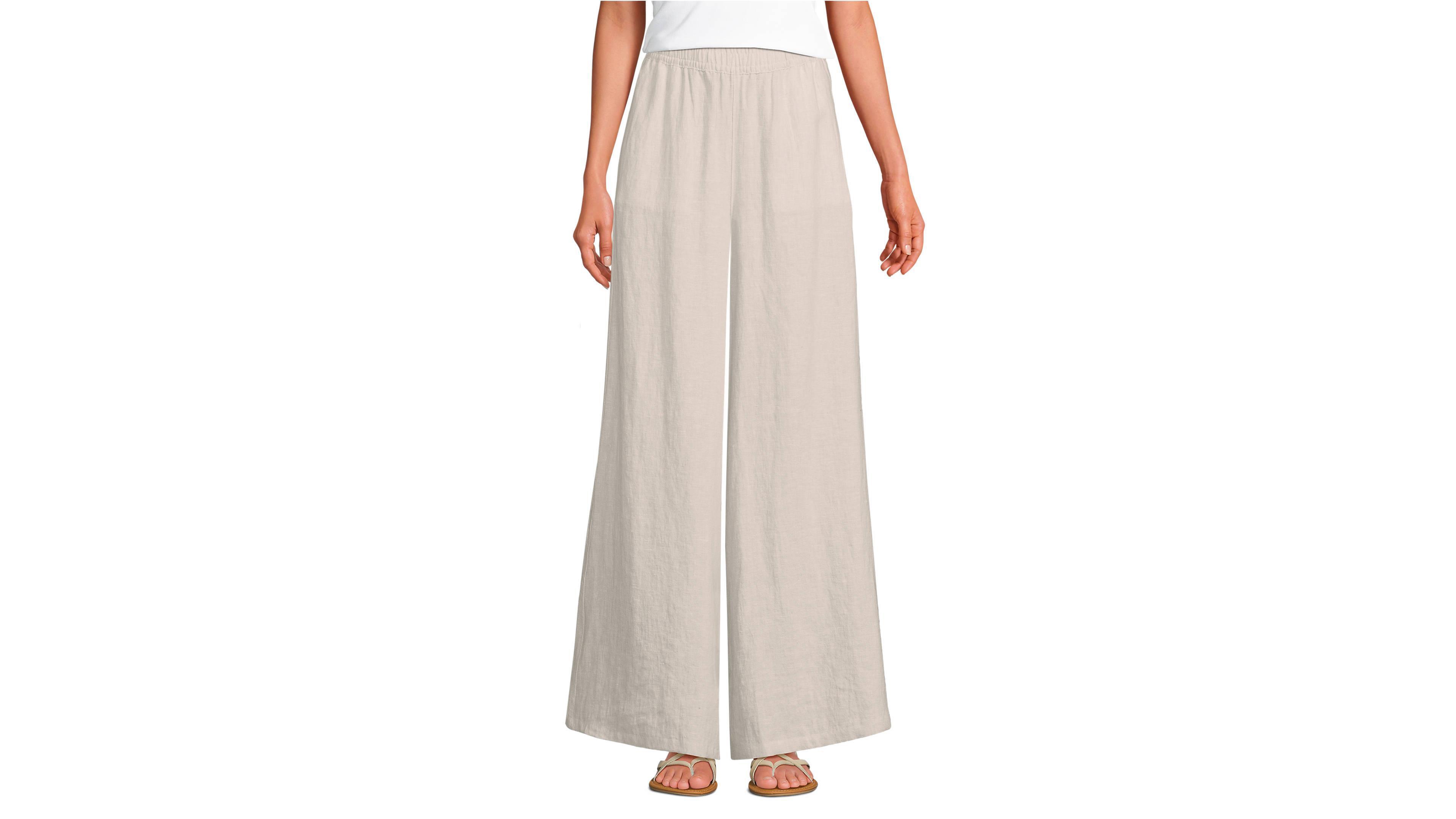 Lands' End Women's Linen High Rise Palazzo Pants