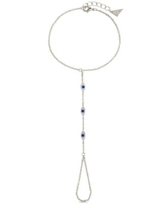 Rhodium-Plated Brass Arielle Cubic Zirconia Evil Eye Hand Chain