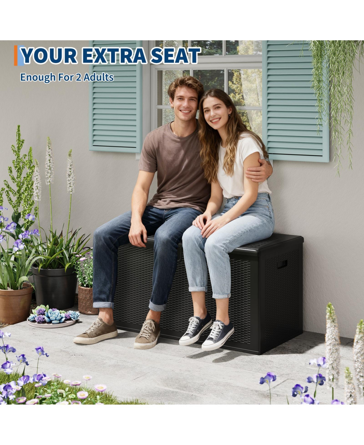 gaomon Gallon Outdoor Storage Box, Lockable Uv Resistant Storage Chest, Large Waterproof Resin Patio Storage Bin, Suitable for Patio