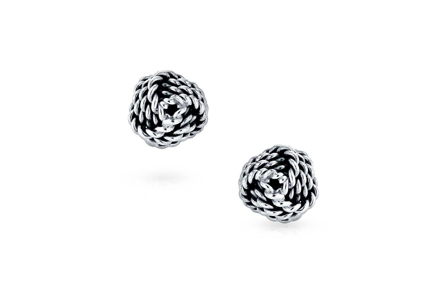 Solid Double Sided Twisted Love Knot Cufflinks for Dad Groomsmen .925 Sterling Silver Gift