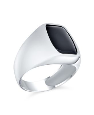 Classic Traditional Black Onyx Long Rectangle Signet Ring Sterling