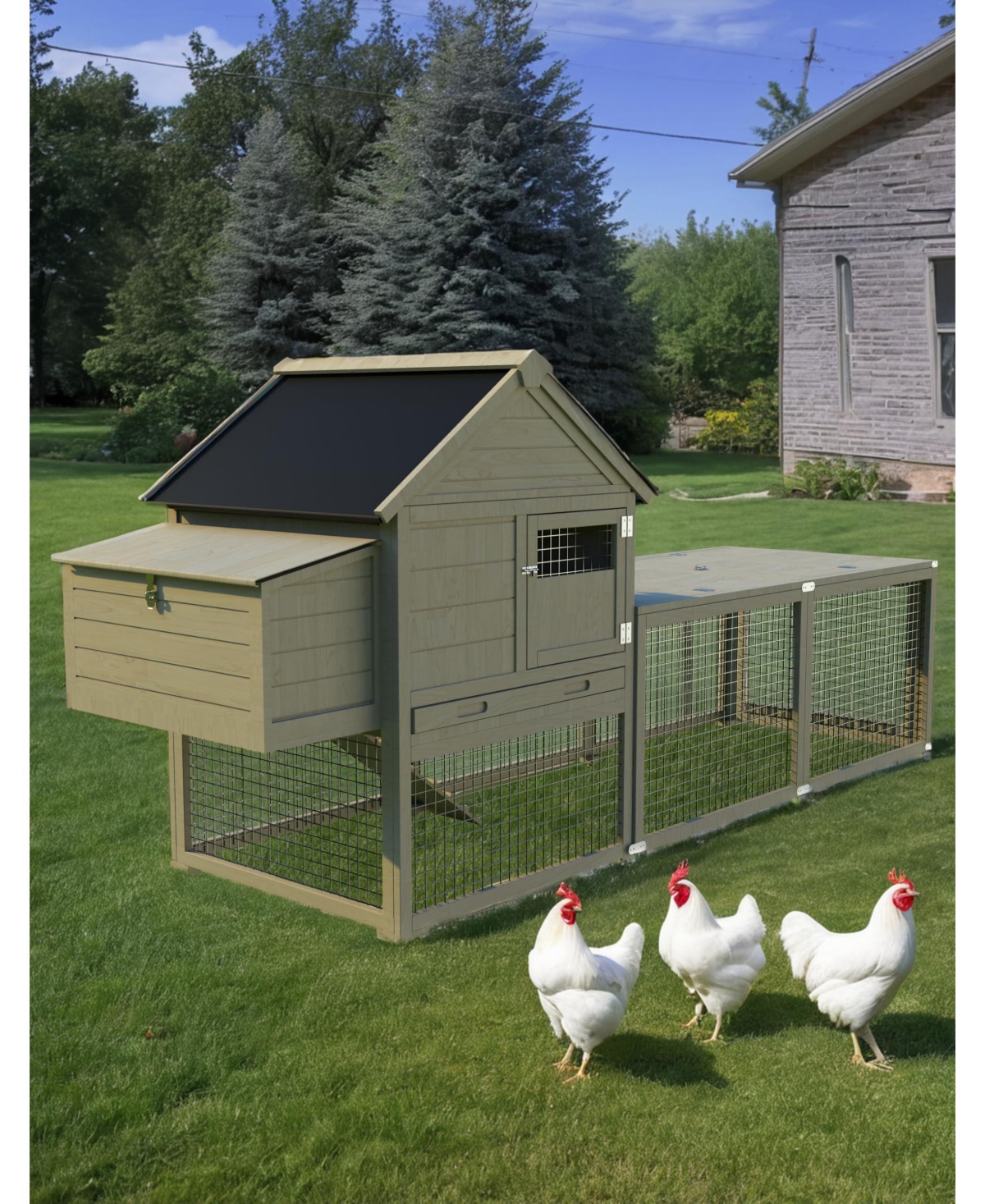 Gaomon Wooden Chicken Coop for Chickens with Run for Outdoor Storage