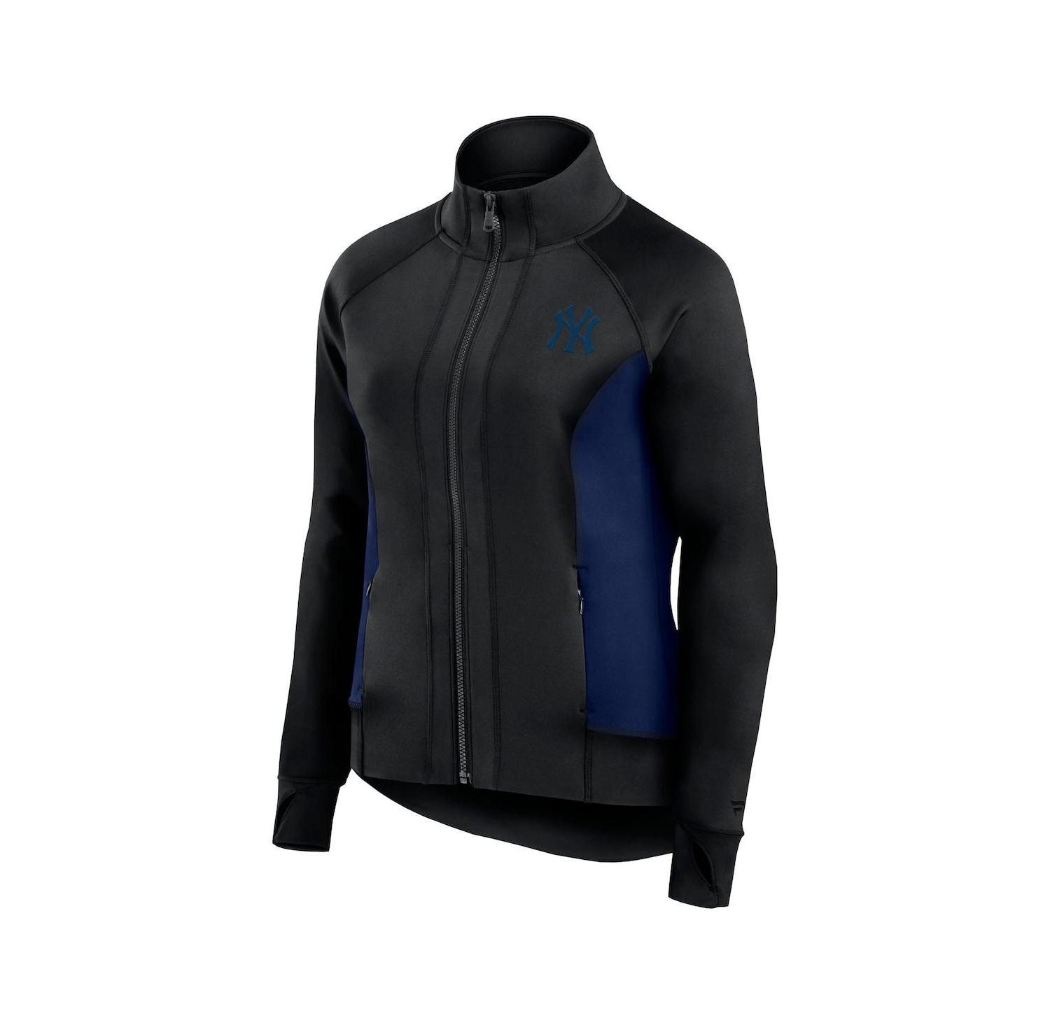Women's Black New York Yankees Studio Fitted Full-Zip Gym Track Jacket