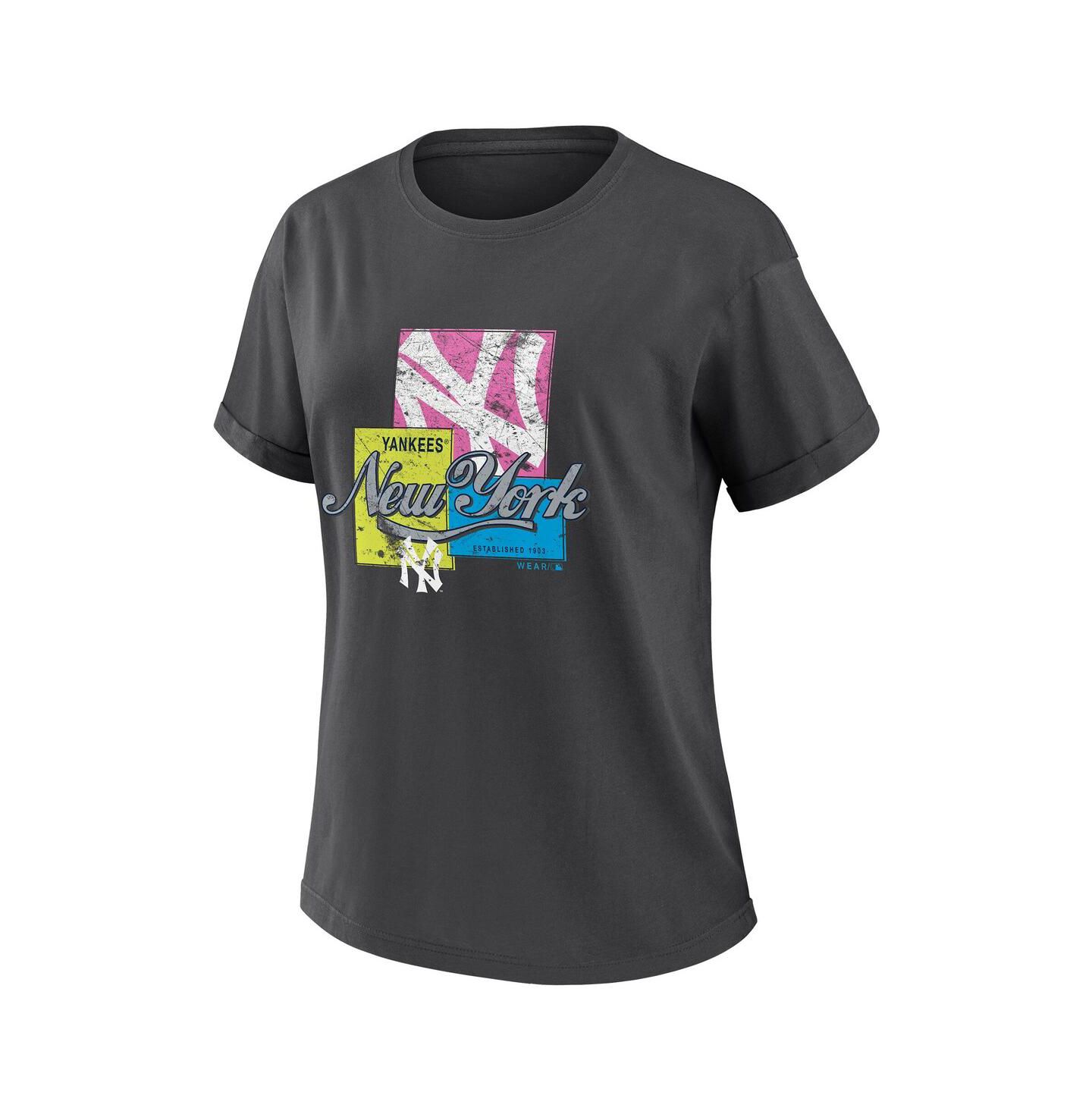 Женская футболка WEAR by Erin Andrews Charcoal New York Yankees Domestic Box Color Boyfriend — фото 2