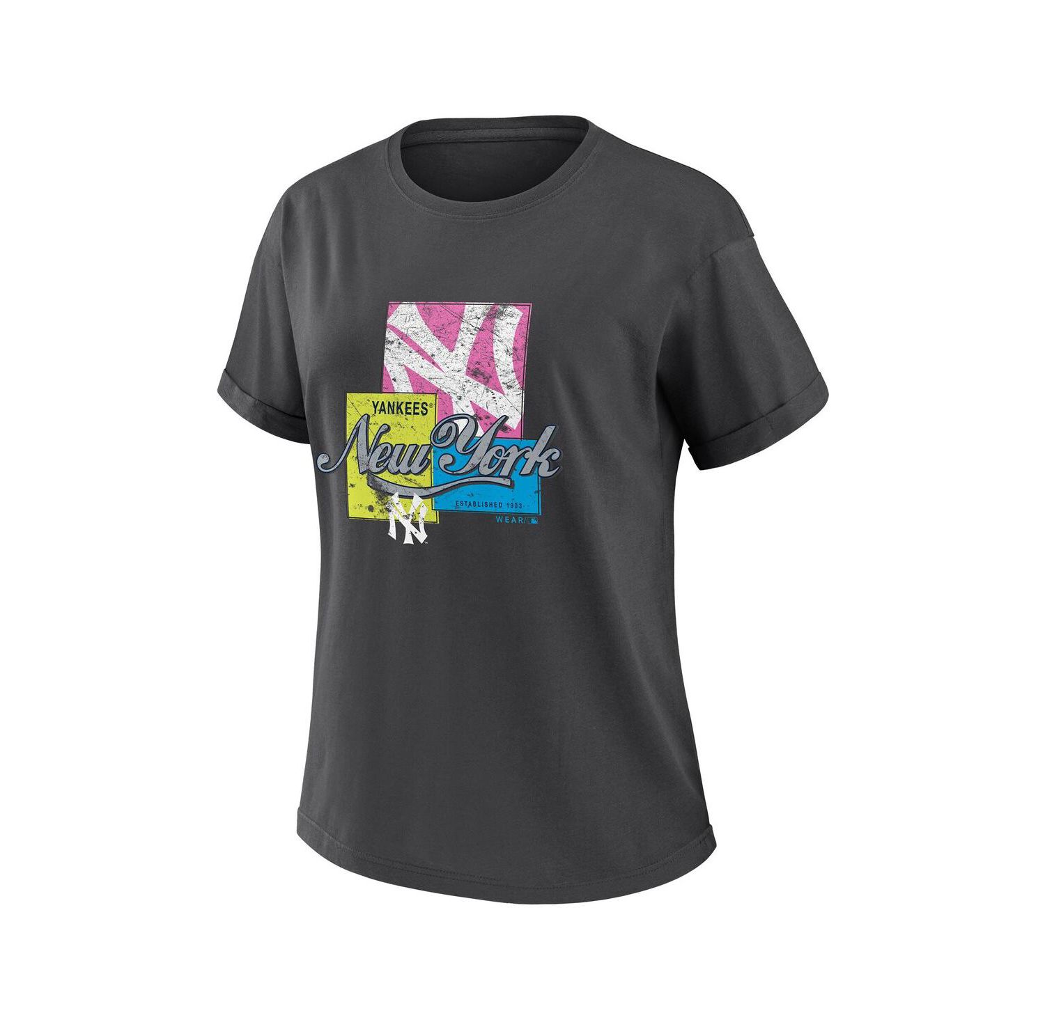 Women's Charcoal New York Yankees Domestic Box Color Boyfriend T-Shirt