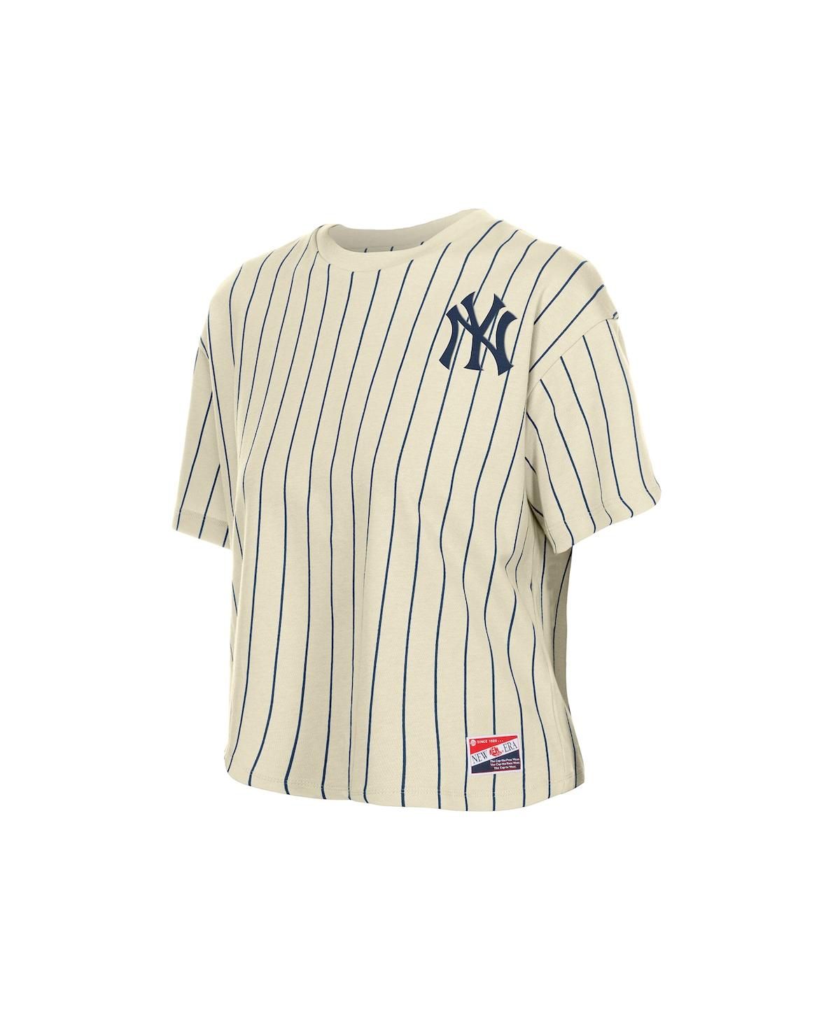 New Era Women's Cream New York Yankees Throwback Boxy T-Shirt
