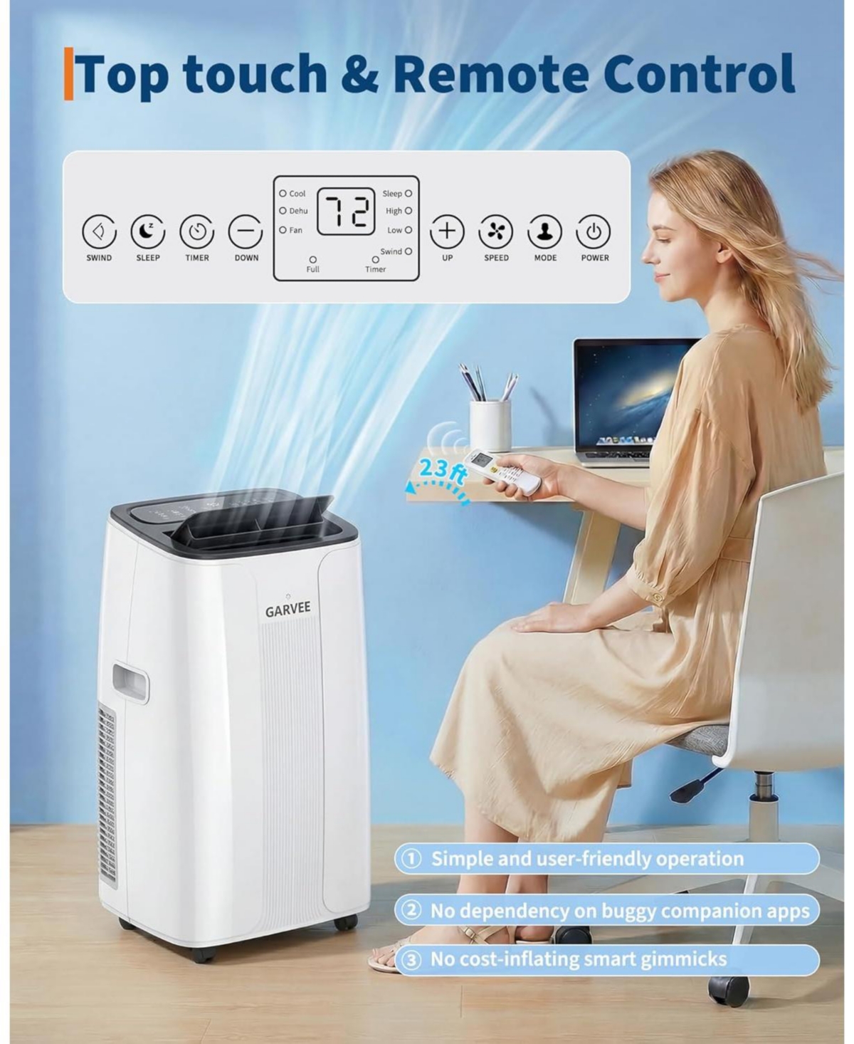 Xo 14,000 Btu Portable Air Conditioner with Fast Cool, Air Purification, Child Lock, Cools Up to 750 Sq. Ft.