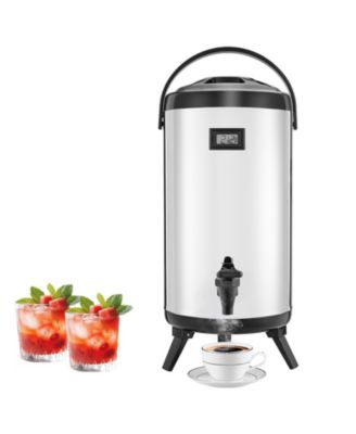 Insulated Beverage Dispenser, 2.4 Gal 9.2L Stainless Steel Server with Display
