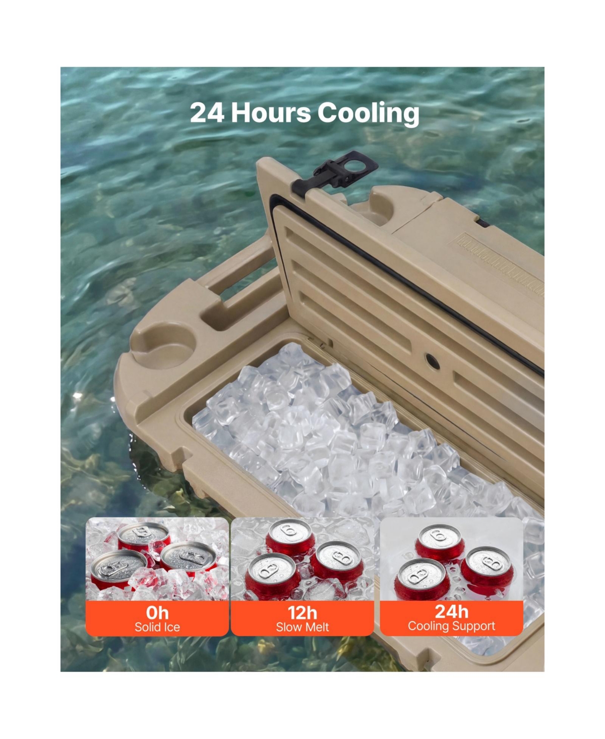 Cozito Floating Cooler 40 Qt Ice Chest with Dry Storage, Wheels and Tow Rope