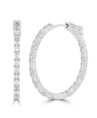 Radiant Round and Oval Inside-Outside CZ Hoop Earrings
