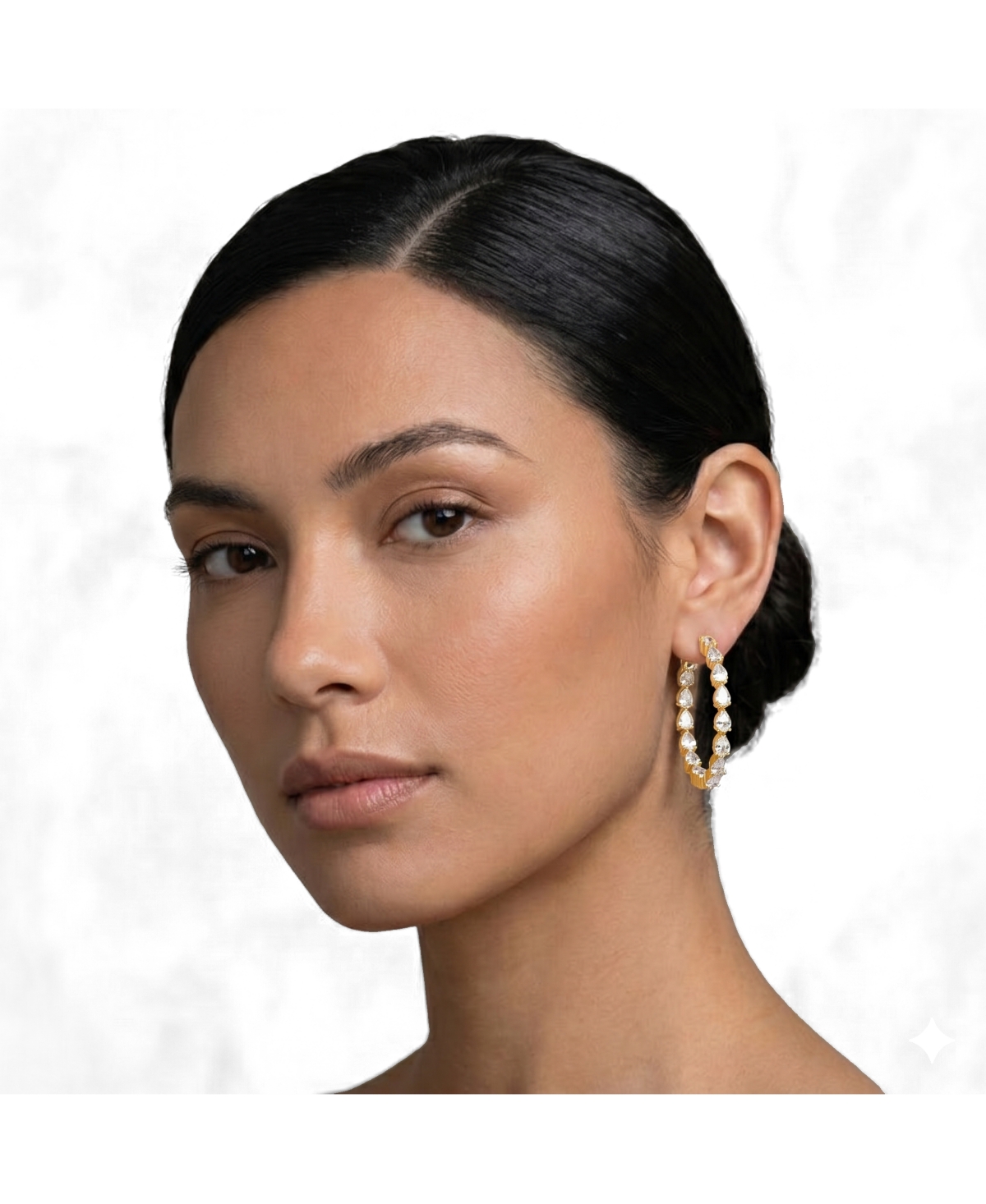 Simona Radiant Pearshaped Inside-Outside Cz Hoop Earrings