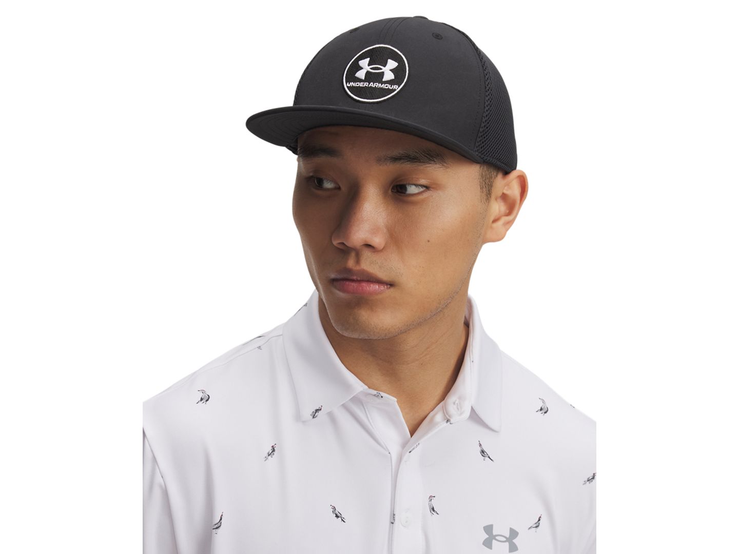 Мужской головной убор Under Armour Patterned Logo Drive Hat, цвет: Чёрный / Белый — фото 1