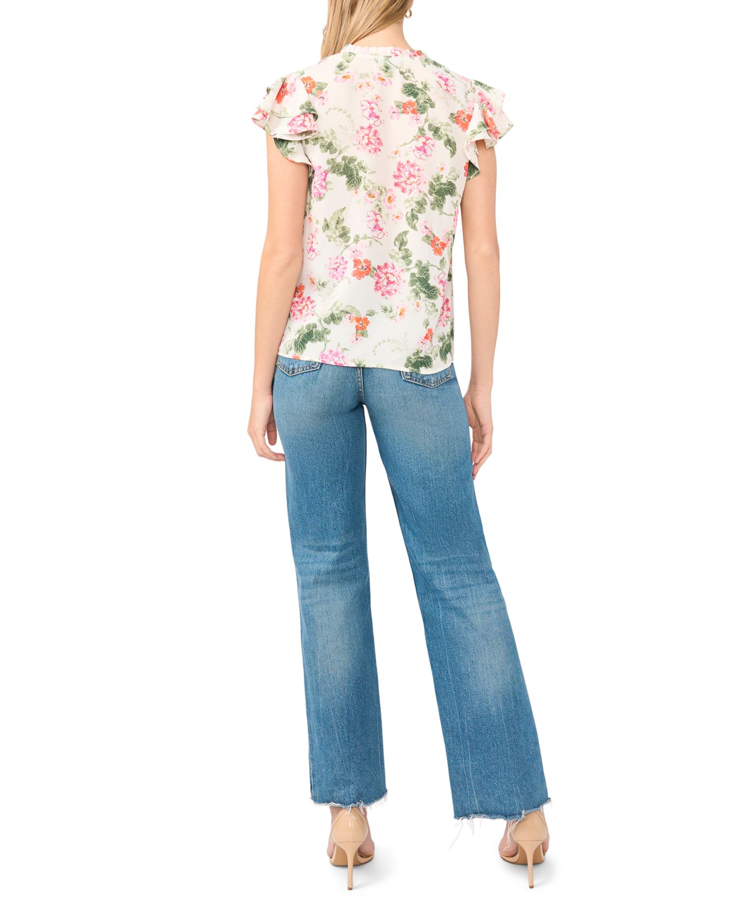Women's V-Neck Ruffle-Sleeve Top