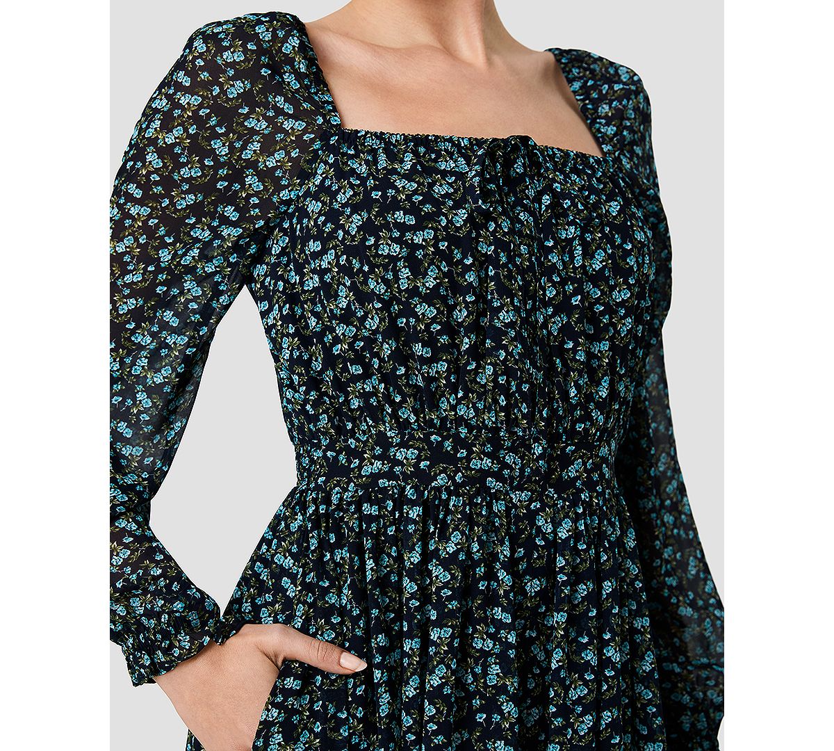 French Connection Women's Marina Square Neck Long-Sleeve Maxi Dress view 4 — MAYCSS fashion products