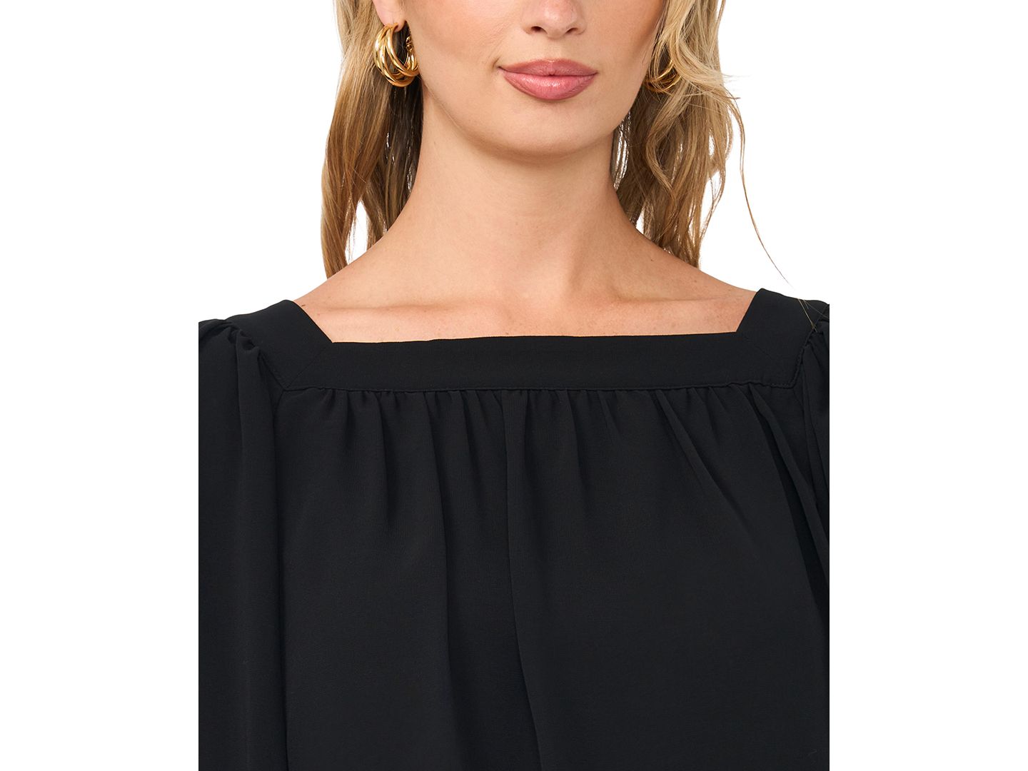 Женская блузка Vince Camuto Square Neck Bubble Blouse, цвет: Насыщенный чёрный — фото 3