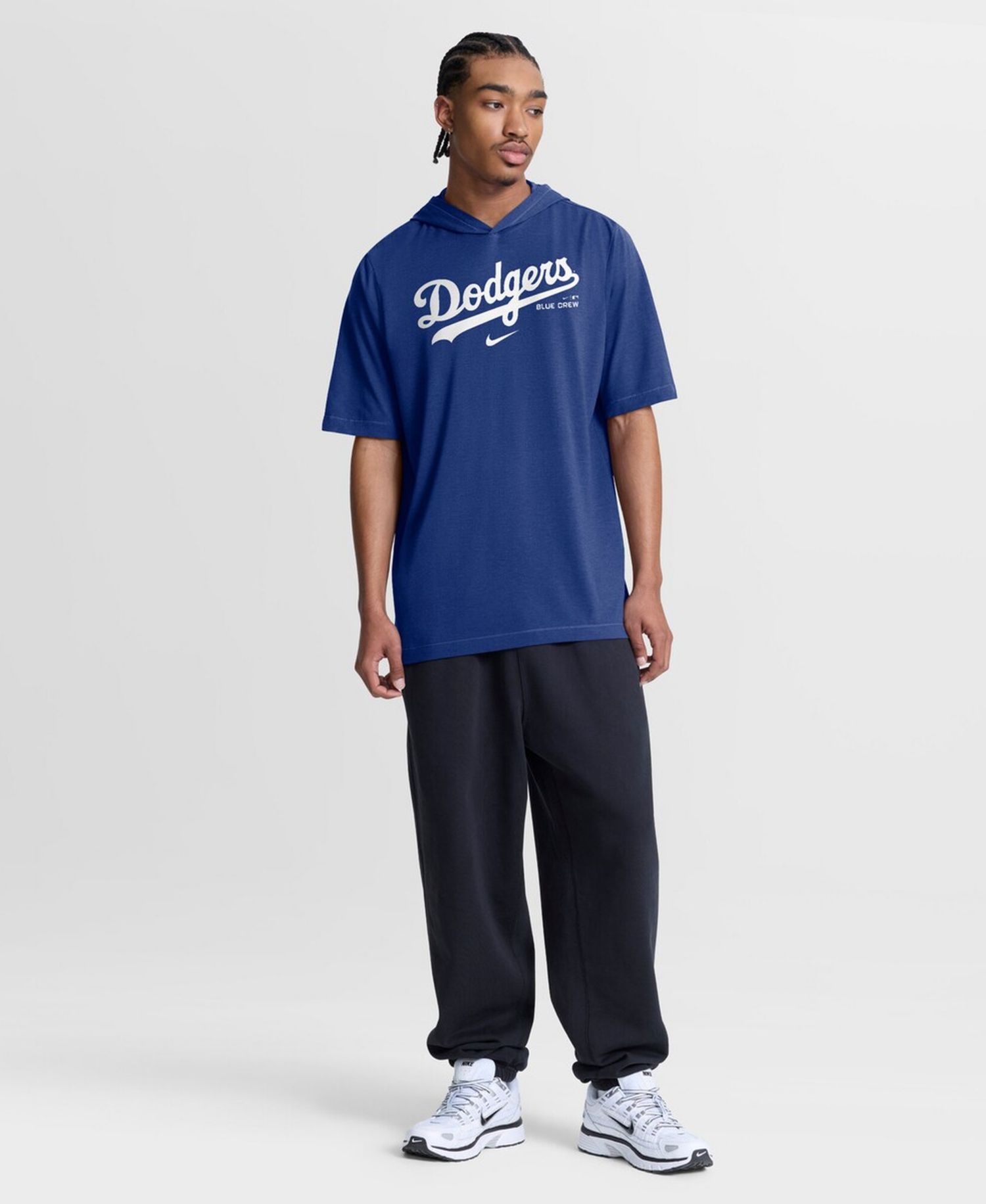 Men's Royal Los Angeles Dodgers Arched Wordmark Tri-Blend Hooded T-Shirt
