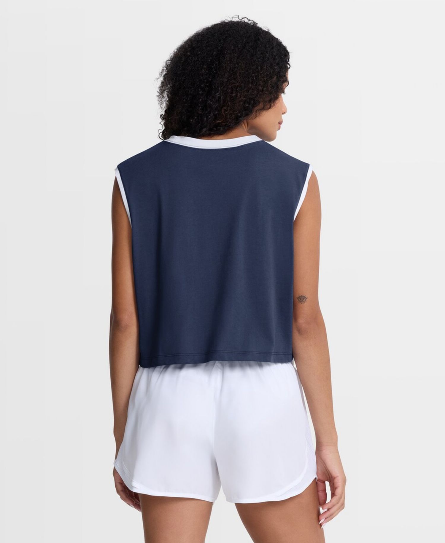 Women's Navy New York Yankees Primetime Loose Dri-FIT Cropped Tank Top