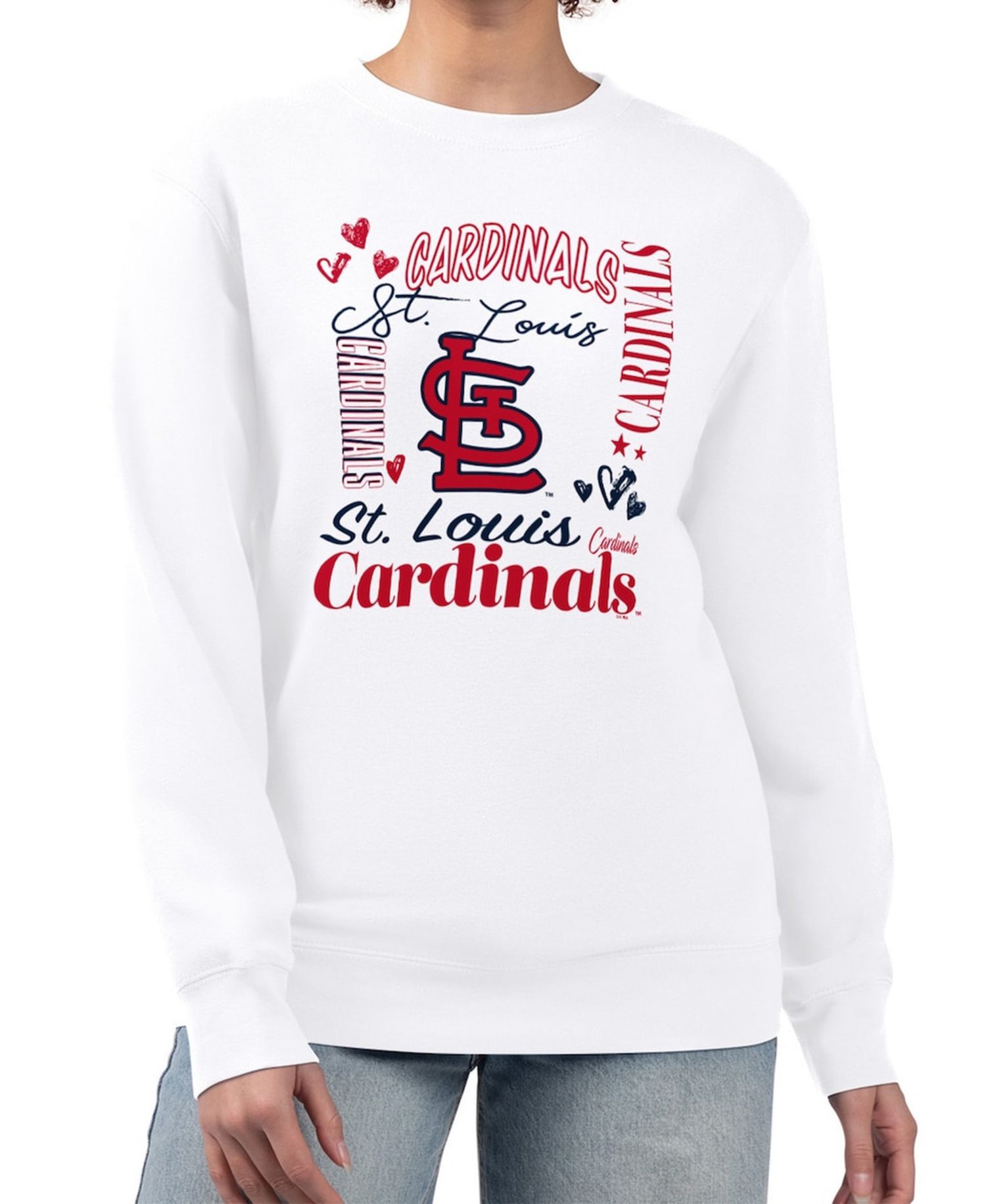 Women's White St. Louis Cardinals Collage Team Graphic Fleece Pullover Hoodie