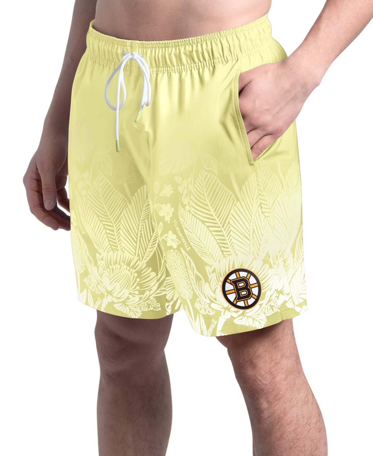 Men's Margaritaville Yellow Boston Bruins Lagoon Fiesta Swim Shorts