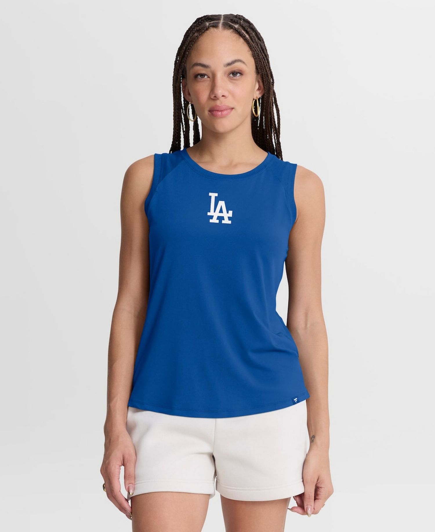 Women's Royal Los Angeles Dodgers Draped Mesh Back Performance Tank Top