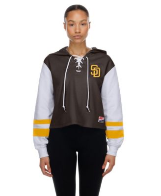 Women's Brown San Diego Padres Boxy Lace-Up Hoodie