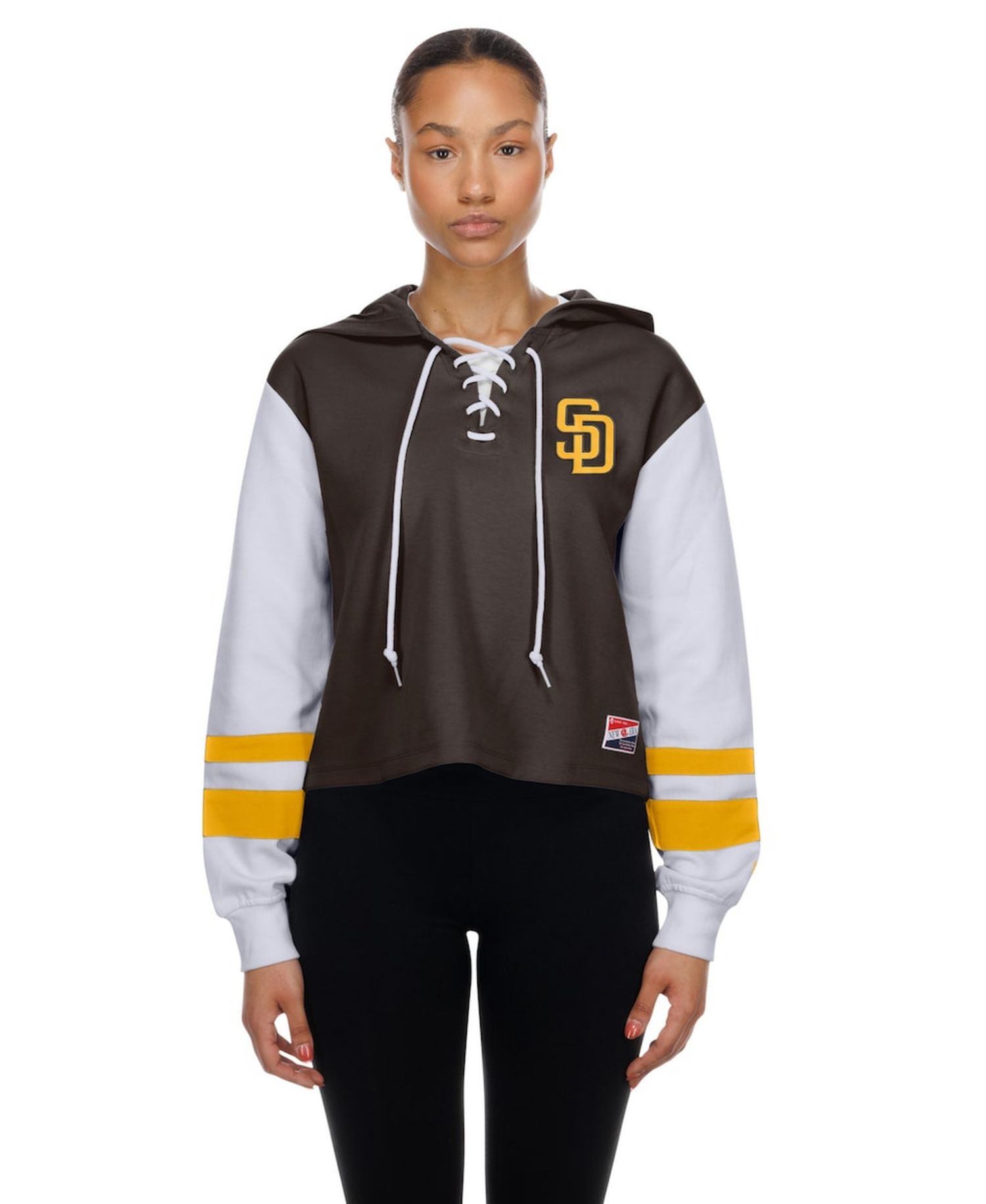 Women's Brown San Diego Padres Boxy Lace-Up Hoodie