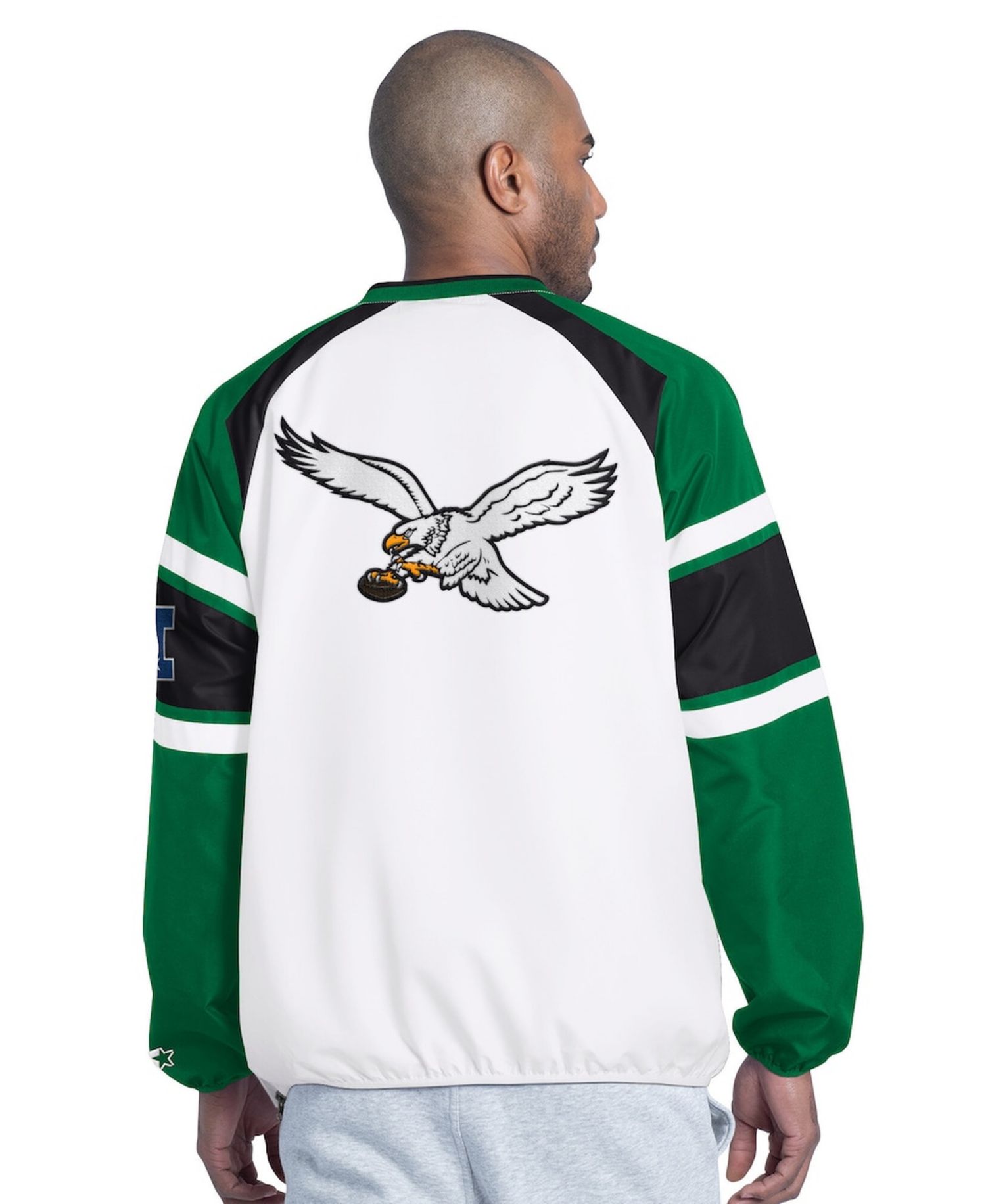 Men's White Philadelphia Eagles Infield Play Raglan Pullover Jacket